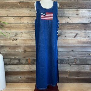 J.L. N.Y. Sport Denim Sleeveless Maxi Dress Size L EUC